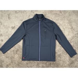 Untuckit Men Large Dashwood Full Zip Performance Stretch Poly Jacket Navy Blue